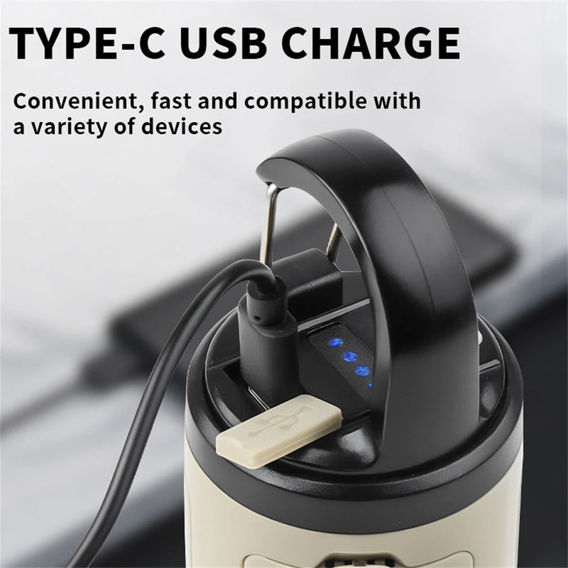 IPRee USB Rechargeable Flashlight Powerful 1200mAh Mini LED Camping Lanterns Warm White Light Haning Outdoor Camping Light