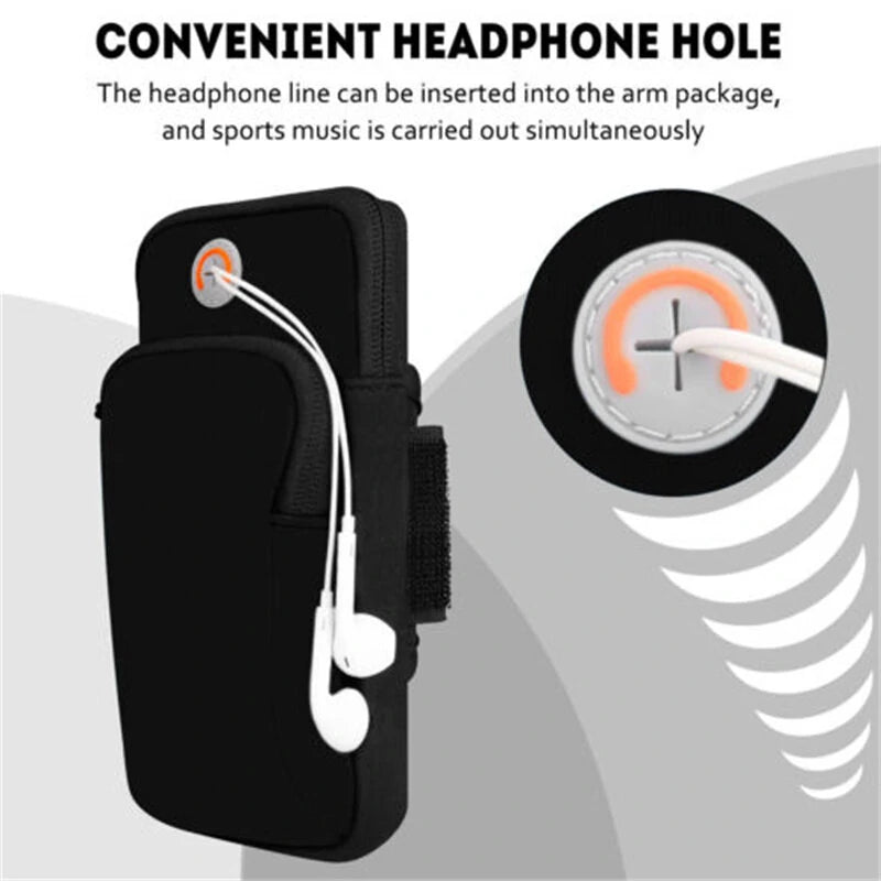 Running Black Grey Arm Bag Adjustable High Capacity Lightweight Waterproof Sports Bag for Workout Fitness Cycling