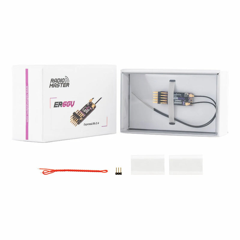 Radiomaster ER6-G/ER6-GV 2.4GHz 6CH ExpressLRS ELRS RX 50mW PWM Receiver Support Voltage Telemetry for FPV RC Drone Airplane Glider
