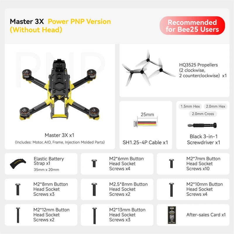 SpeedyBee Master 3X Modular 171mm 4S F4 FPV Racing Drone PNP BNF with O4 Pro / Power Version Optional