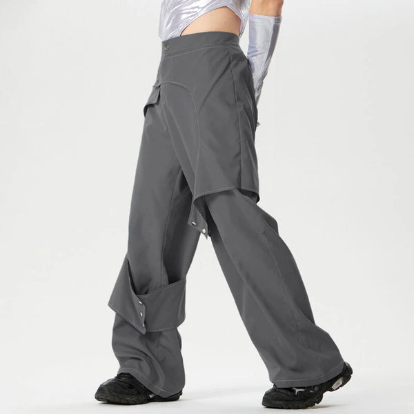 INCERUN Men Deconstructed Design Pants Fashion Comfortable Fabrics Wide Leg Trouser Plus Size