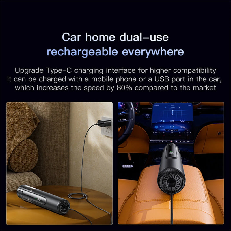 Tevorex Cordless Handheld Car Vacuum with Green Light,16000PA Suction,USB Rechargeable, Brushless Motor, Digital Display, Blow & Suction