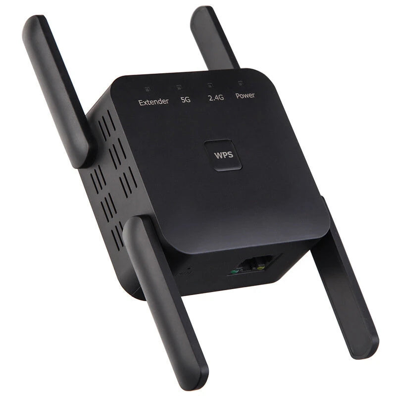 AC1200 Dual Band WiFi Repeater Wi-Fi Booster WiFi Extender Amplifier 2.4G/5GHz Wi-Fi Signal Booster with 4 Antennas Long Range Network Access Point