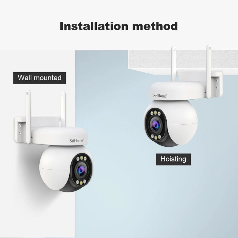 Srihome SH051 4MP HD Dual Band WiFi Security Camera 5X Optical Zoom PTZ IP Cam Auto Tracking Color Night Vision Two-way Audio IP65 Waterproof Outdoors CCTV Baby Monitor Cameras