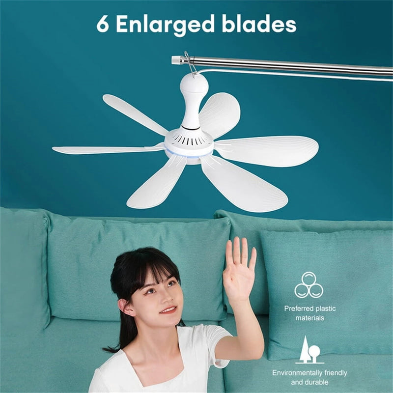 USB Mini Ceiling Fan Remote Control Adjustable Speed Low Noise Copper Motor 20W Compact Portable for Homes Dormitories Mosquito Nets