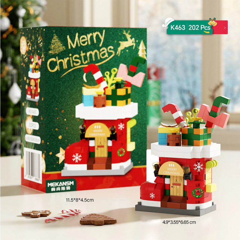 Christmas Santa Claus Building Blocks Assembly Kit Holiday Decoration DIY Model Festive Gift Set