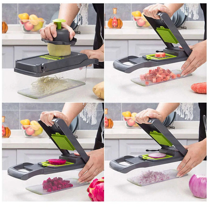 14-in-1 Vegetable Slicer Multifunctional Eco-Friendly Compact Kitchen Tool with Stainless Steel Blades Perfect for Efficient Chopping Shredding Slicing Fruits and Vegetables