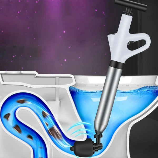 Stainless Steel Toilet Pipe Unblocker Pneumatic Household Toilet Pipe Dredger High-pressure Dredging Tool Set for Toilet Vegetable Sink Wash Basin Floor Drain