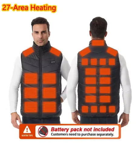 TENGOO 4 Control 27 Zone Heating Vest Men Women Electric Constant Temperature Control Winter Warm Heated Sleeveless Jacket (Not Included The Power Bank)