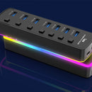 7 in 1 RGB USB3.0 Hub Docking Station with 5Gbps USB3.0*7 Multiports Splitter Adapter with Independent Switch for Phone Keyboard Mouse Printer MacBook Pro