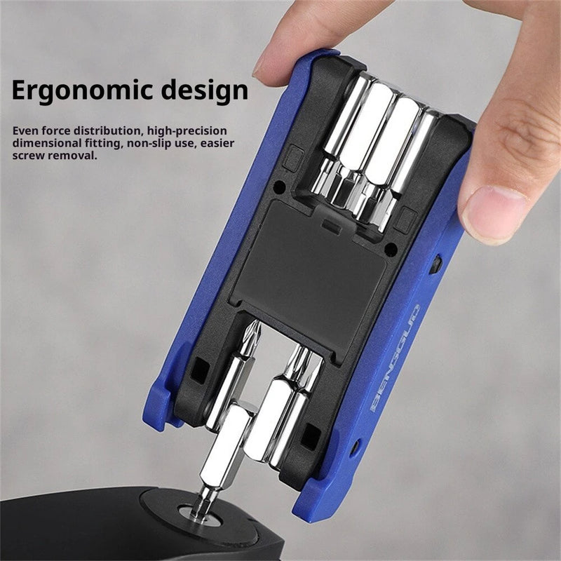 BENGGUO Bike Multi Mini Folding Repair Tool Portable Chain Splitter Cutter HexSpoke Wrench Screwdriver Multitool Portable Tire Repair Tool