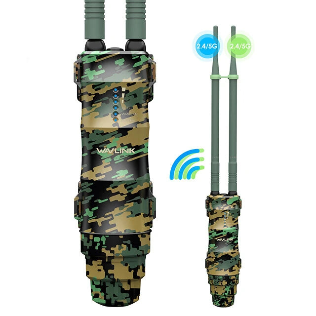 WAVLINK AC1200 Dual Band Outdoors Router 200M Long Range Access Point WiFi Extender with PoE IP67 Waterproof 2x7dBi High-Gain Antennas