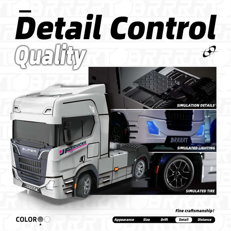 BRRRRT S917 RTR 1/43 2.4G  4WD Mini RC Car Tractor Semi Truck Built-In Gyro Full Proportional Drift Dual Speed LED Lights Racing Vehicles Models Engineering Remote Control Toys