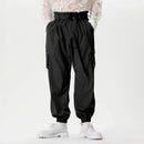 INCERUN Men Pants Tie Design Solid Color Casual Elastic Trousers Comfy Daily Solid Color Pants with Side Pockets