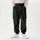 INCERUN Men Pants Tie Design Solid Color Casual Elastic Trousers Comfy Daily Solid Color Pants with Side Pockets