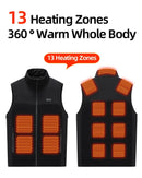 TENGOO HZ-13 13 Areas Heating Vest Zipper Adjustable Size 3-Gears Heated Jackets  USB Electric Thermal Clothing Winter Warm Vest Outdoor Heat Coat Clothing