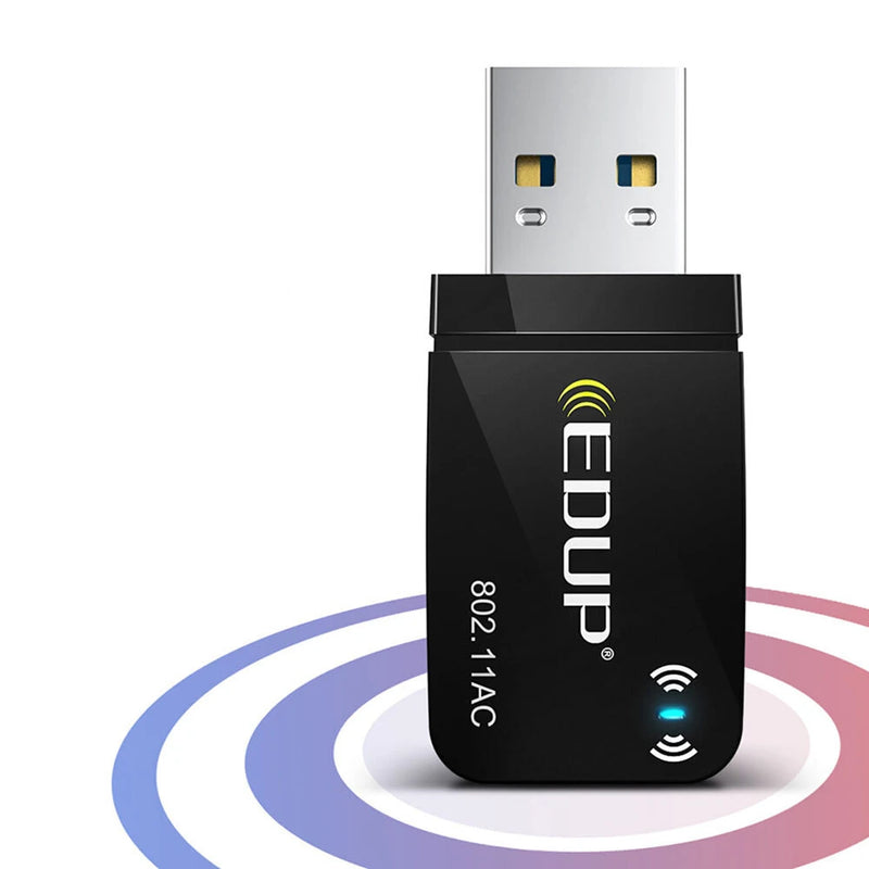 EDUP 1300Mbps USB3.0 Wifi Adapter Network Card 5.8Ghz 2.4Ghz Dual Band Wireless Win11 AC USB Adapter for PC Desktop Laptop