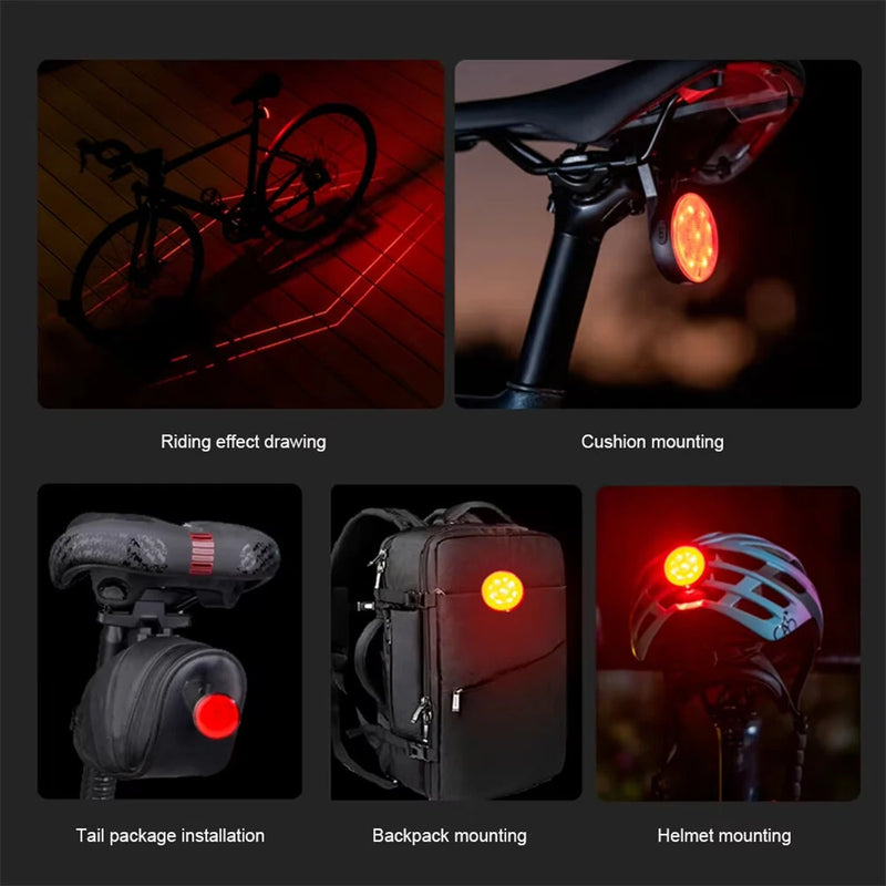 LEADBIKE LD93-LS Smart Brake Sensor Laser Bike Taillight 180 Large Floodlight 500mAh Battery 5 Light Modes Type-C Rechargeable IPX5 Waterproof Wear-resistant Bicycle Rear Light for Night Cycling