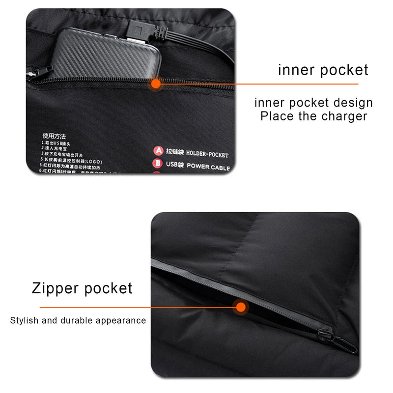 TENGOO HT-09 Heated Vest 9 Heating Areas Oversized Women Men Winter Vest Self Heating Hoodie Vest Usb Electric Thermal Vest Jacket Outdoor Vest