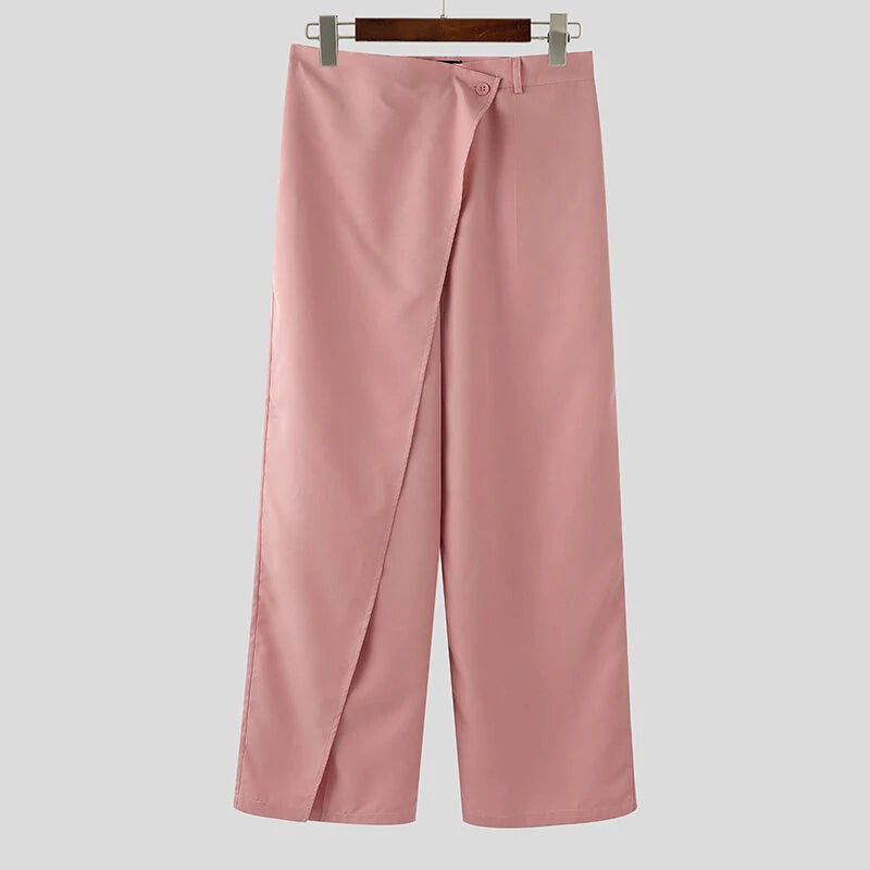 INCERUN Mens Solid Color Long Sleeve Two-Piece Outfit Collarless Blazer & Suit Pants Men's Fashion Set