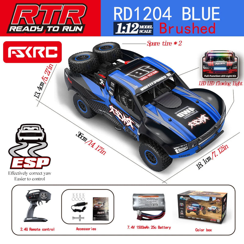 HB Toys RD1201/02/03 RTR 1/12 2.4G 4WD 30km/h RC Car Rock Crawler ESP Gyro Off-Road Short Course Desert Truck Full Proportional LED Light Vehicles Models Toys