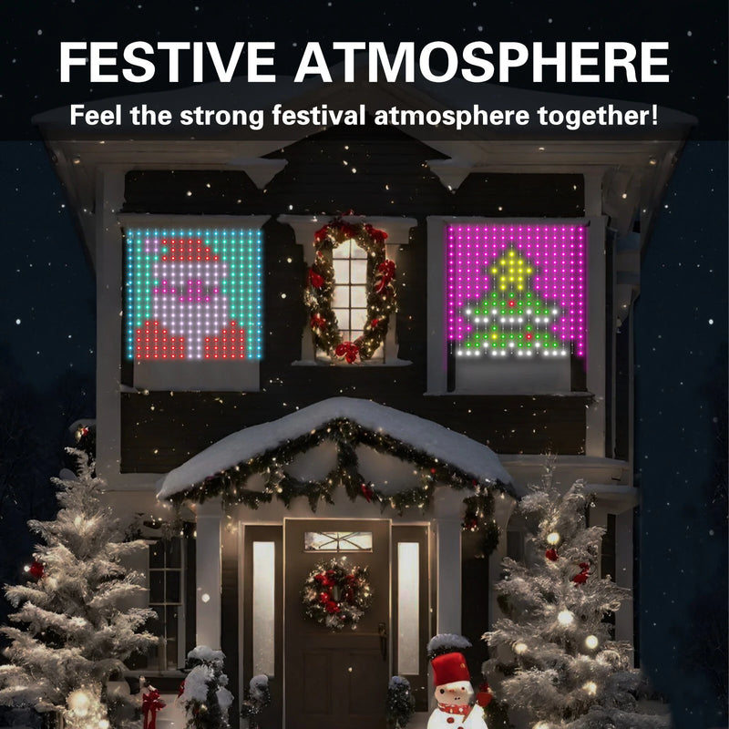 iDeal LED Control Intelligent Colorful Point Control Curtain Light 160x160cm Smart Curtain Lamp 256PCS RGB Lamp Bead IP65 Waterproof