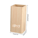 Creative Wooden Pen Holder Clock USB Voice Control Digital Pen Holder Alarm Clock LED Pencil Organizer with LED