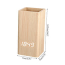 Creative Wooden Pen Holder Clock USB Voice Control Digital Pen Holder Alarm Clock LED Pencil Organizer with LED