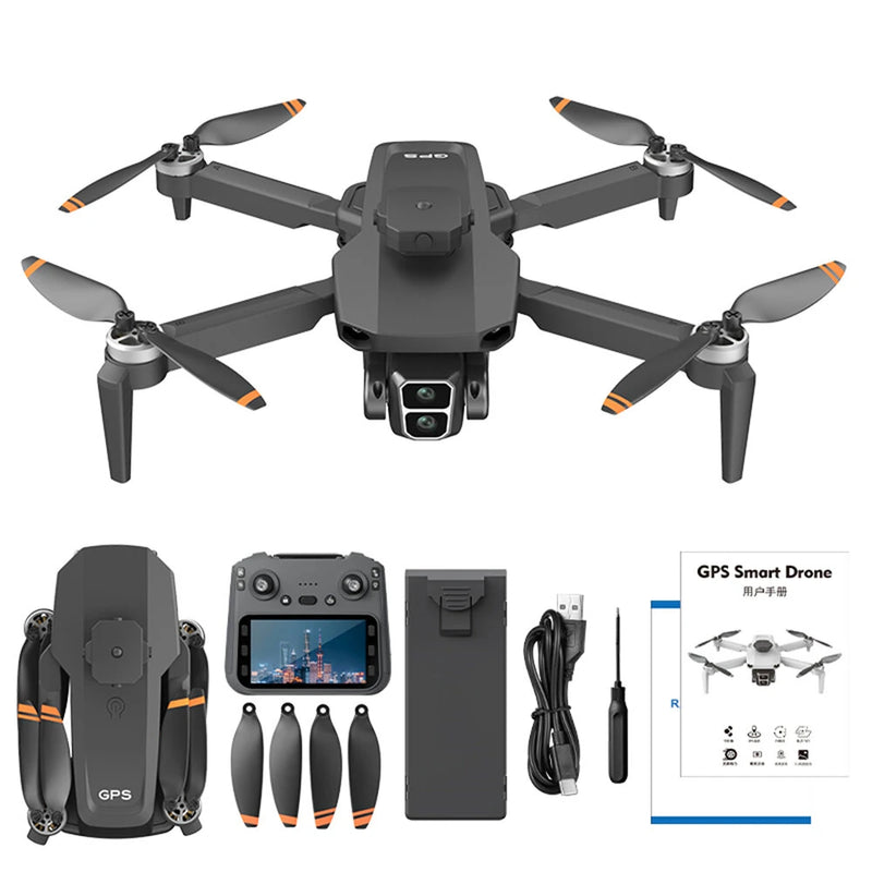 LYZRC L106-1 GPS 5G WiFi FPV with 5.9inch LCD Screen Controller 720P HD Dual Camera Servo Gimbal 360 Obstacle Avoidance Brushless Foldable RC Drone Quadcopter RTF