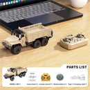HJ2025-7D/8D RTR 1/64 2.4G RWD RC Car Mini Alloy Military Truck Three Speed LED Light Sound Support App Remote Control Simulation Transport Command Vehicles Models Toys