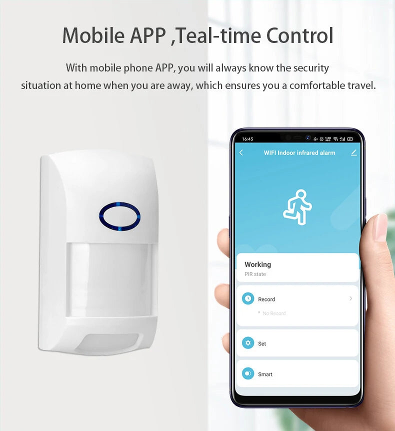 Tuya Smart WiFi Infrared Detectors Sensor Alarm System Motion Detector PIR Sensor Alarm Smart Life APP Remote Control