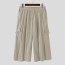 INCERUN Men Casual Wide Leg Pants Lightweight Solid Color Loose Fit Straight Wide-leg Trousers for Men, Plus Size S-5XL