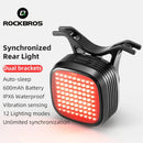 ROCKBROS Smart Bicycle Brake Sensing Taillight 12 Light Modes Vibration Sync Feedback IPX6 Waterproof USB Rechargeable Safe Rear Light for MTB Road Bike Cycling