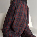 INCERUN Men Plaid Pants Comfortable Elastic Waist Pockets Trousers Casial Loose Fit Wide Leg Home Pant for Big Men Daily Large Size S-5XL