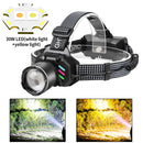 IPRee Dual Light Source Zoomable LED Headlight with Sensing Control Function Long-Range LED Headlamp Outdoor Long Endurance Strong Head Light Searchlight