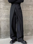 INCERUN Men Pants Fashion Design Solid Color Button Pants Wide Leg Streetwear with Side Pockets S-5XL
