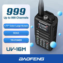 Baofeng UV16M Walkie Talkie AM FM Multi-band Long Range Powerful Two Way Radio 999 CH Wirless Copy Frequency Waterproof Transceiver NOAA Weather Walkie Talkie