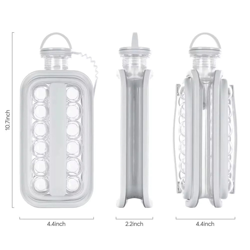 Portable Ice Hockey Pot 2 In 1 Water Bottle Ice Ball Machine Bottle Reusable Round Ice Cube Molds For Whiskey Juice Cocktails Kitchen Bar Ice Tools
