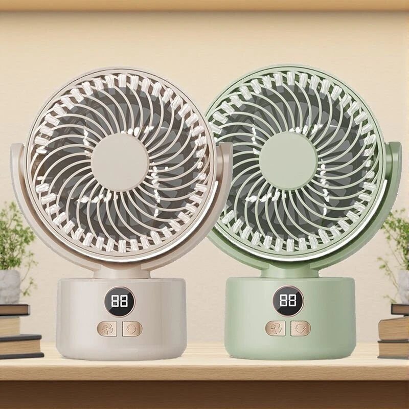 Tevorex Compact USB Rechargeable Desk Fan Quiet Large Battery Display Rotating Cooling Airflow for Home Office Outdoor