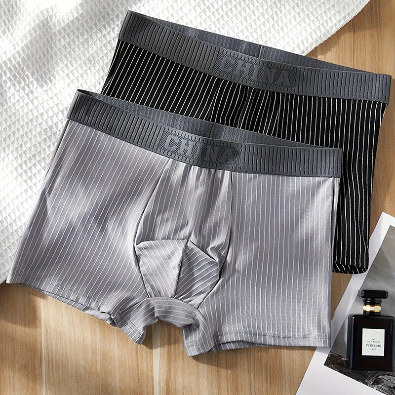4 Pcs Men's Underwear Fashion Striped Boxer Briefs Trend Pure Cotton Boxing Shorts Comfy Breathable Men Underwear Set Plus Size L-5XL