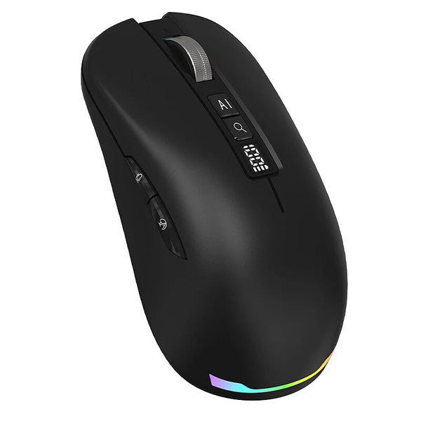 M131 AI Smart Voice Mouse Dual Mode Wireless bluetooth Speech to Text Mice with LED Power Display RGB Light 5000DPI Voice Controlled Translation for Office Home Latop Voice Typing Mouse