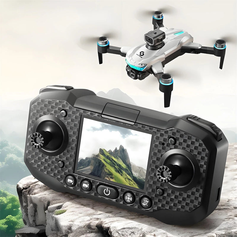 YLR/C S160 WiFi FPV with LCD Screen Controller HD Dual Camera Servo Gimbal 360 Obstacle Avoidance Colorful LED Lights Brushless Foldable RC Drone Quadcopter RTF
