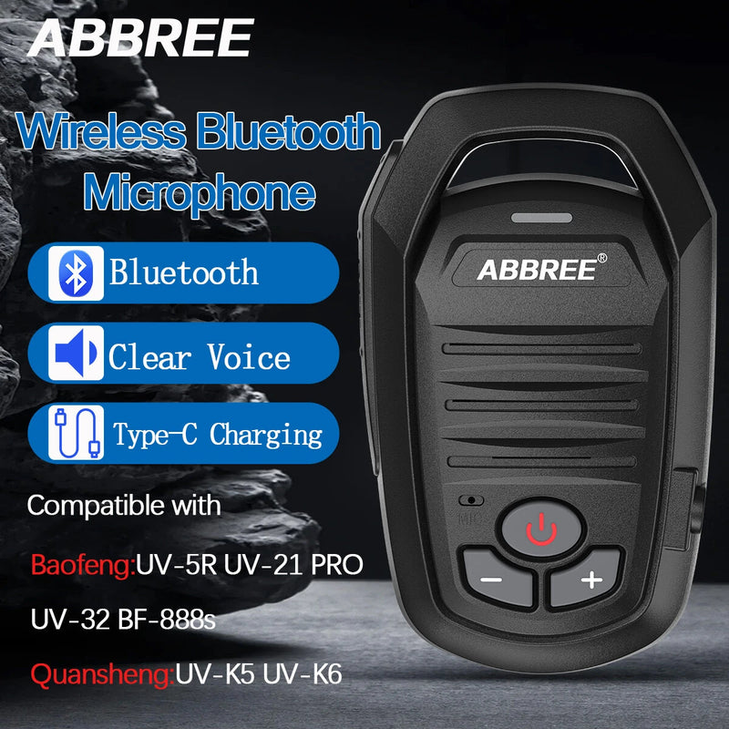 ABBREE AR-639 Wireless Handheld bluetooth Microphone Speaker Type-C for Baofeng UV-5R UV-21 PRO Quansheng UV-K5 K6 TK11 Walkie Talkie