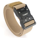 TUSHI 125cm Quick Release Tactical Belt Men Metal Buckle Nylon Elastic Girdle for Military Training Hiking Outdoor Work