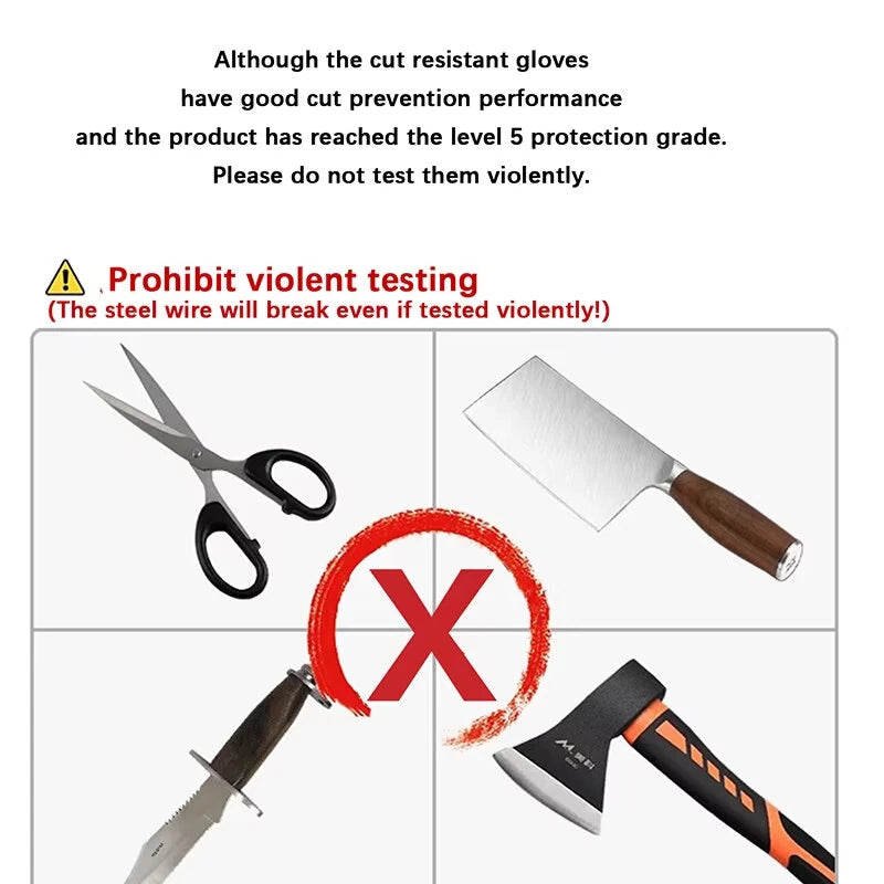 IPRee Level 5 Cut Proof Stab Resistant Wire Metal Glove Kitchen Fishing Cuts Gloves for Oyster Shucking Fish Gardening Safety Gloves