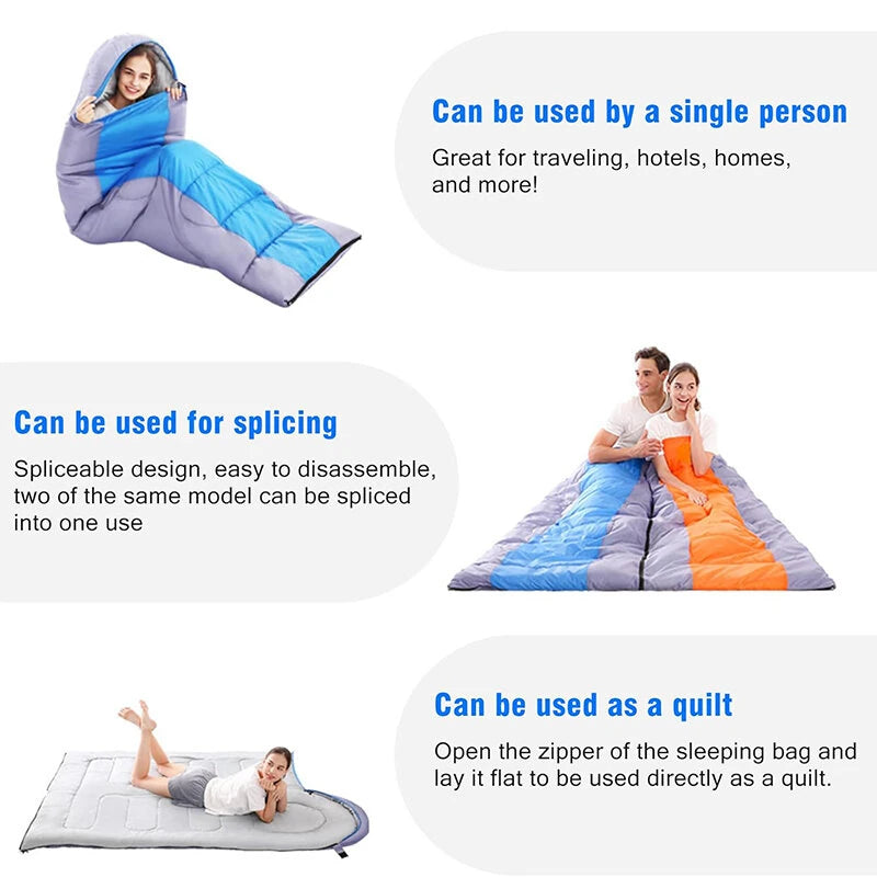 1800g Camping Sleeping Bag For -15~15 Temperature, Ultralight Waterproof 4 Season Warm Envelope Backpacking Sleeping Bags for Outdoor Traveling Hiking