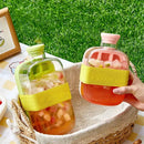 Silicone One-click Ice Mold Bottle Cooler Cup with Straw Ice Cube Tray with Lid for Freezer Creative No Touch Mould for Summer