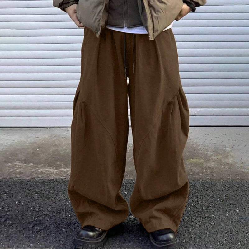 INCERUN Mens Casual Deconstructed Pleated Carrot Pant Casual Daily Solid Color Design Long Trousers Male S-5XL