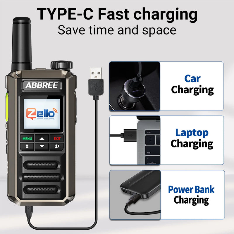 ABBREE GP-18 Zello Walkie Talkie 6000mAh Battery Dual Sim Card Slots Global POC Android Bluetooth WIFI Distance unlimited 2G/3G/4G Network Radio