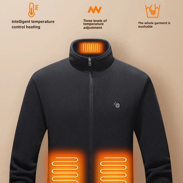 TENGOO HJF-09 9 Heated Area Jacket Outdoor Fleece Coat USB Electric Heating Long Sleeves Heating Jacket Warm Winter Thermal Clothing